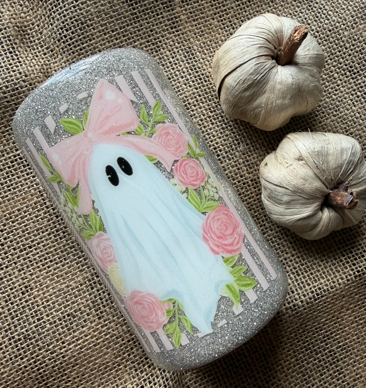 Ghost With Bow & Flowers